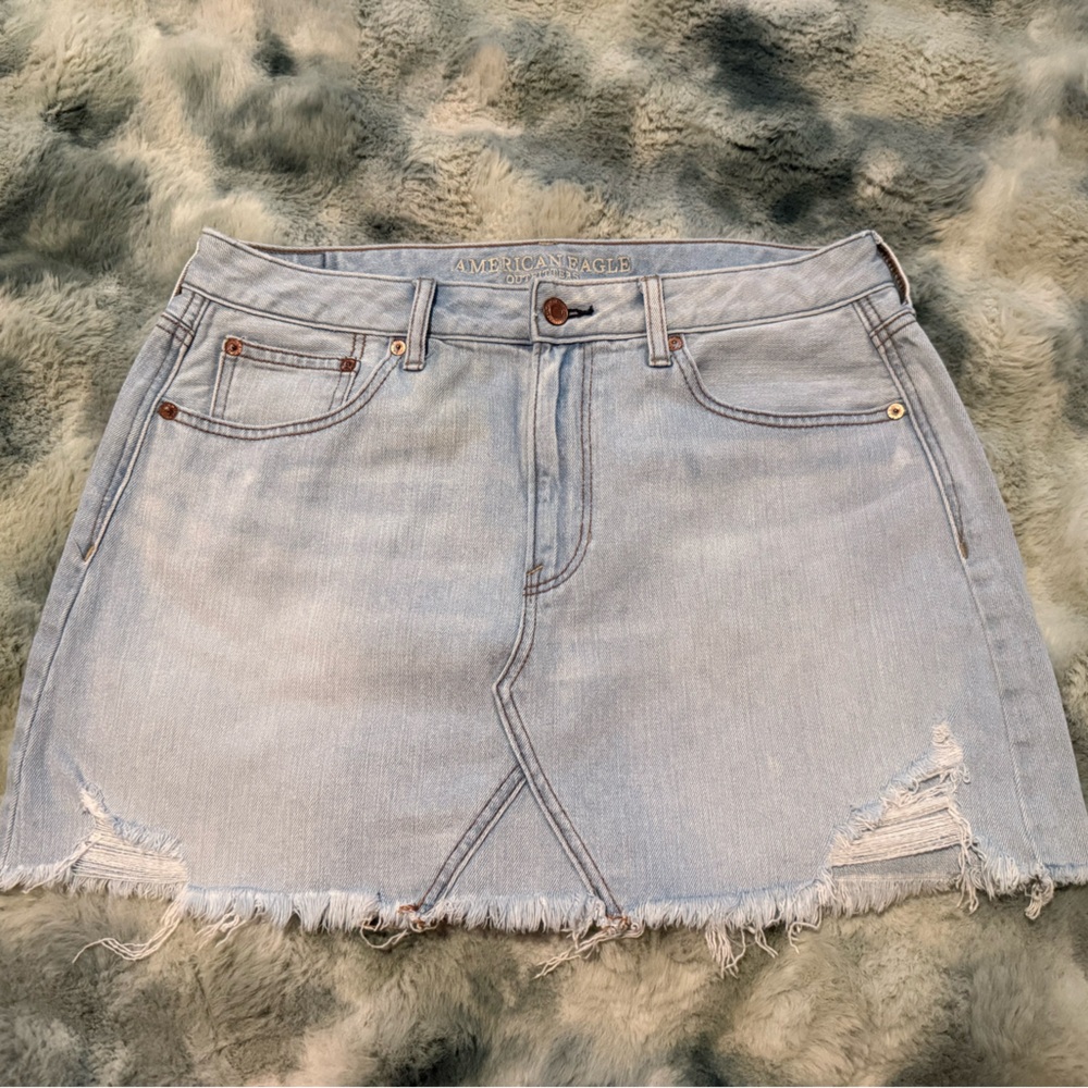 American Eagle Outfitters Light Blue Jeans with Brown Patch
